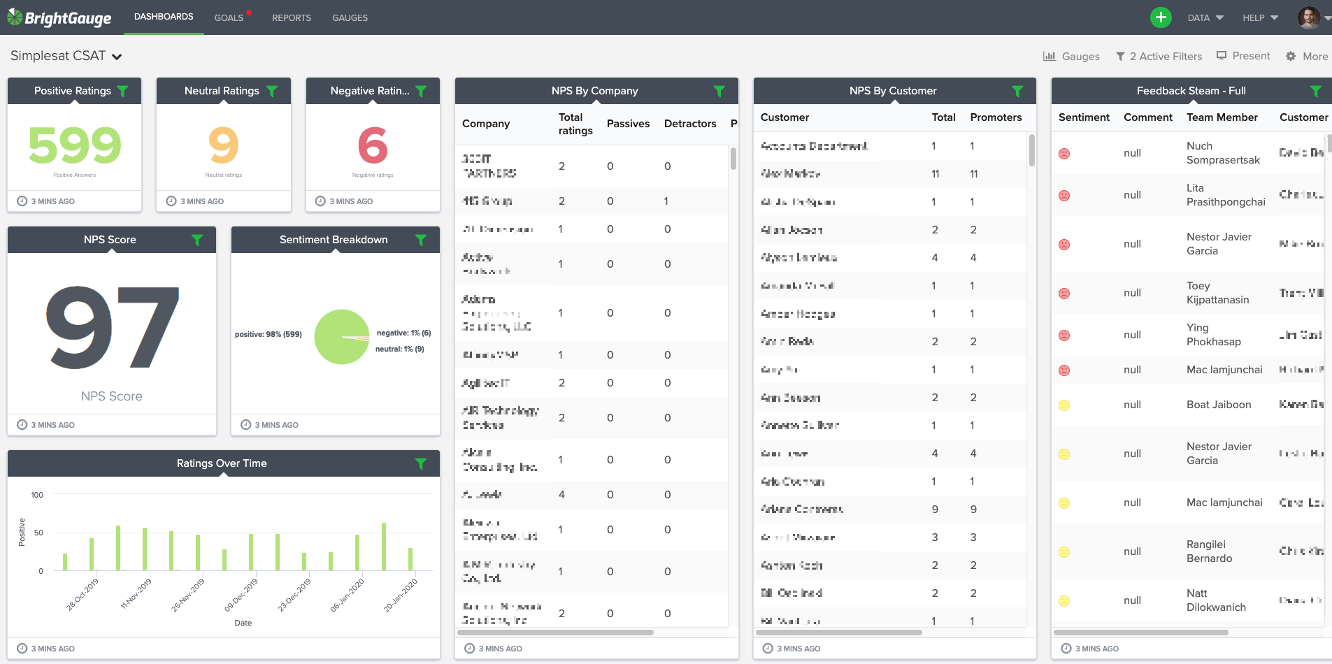 BrightGauge Customer surveys