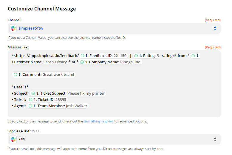 Customer service feedback