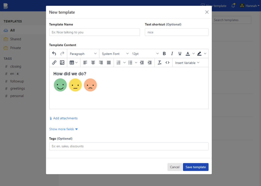 Briskine Templates Customer surveys